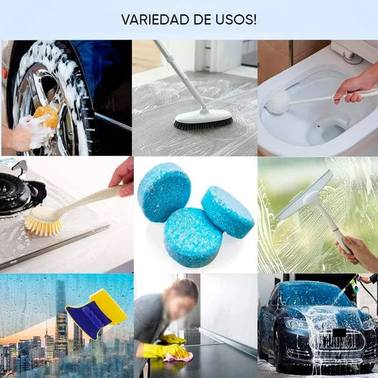 PASTILLA EFERVESENTE LIMPIA CRISTALES PARA VEHICULOS Y  HOGAR (10 SOBRES DE 1 )
